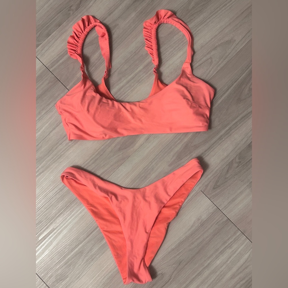 Aerie Vibrant Coral Bikini Scoop Top
